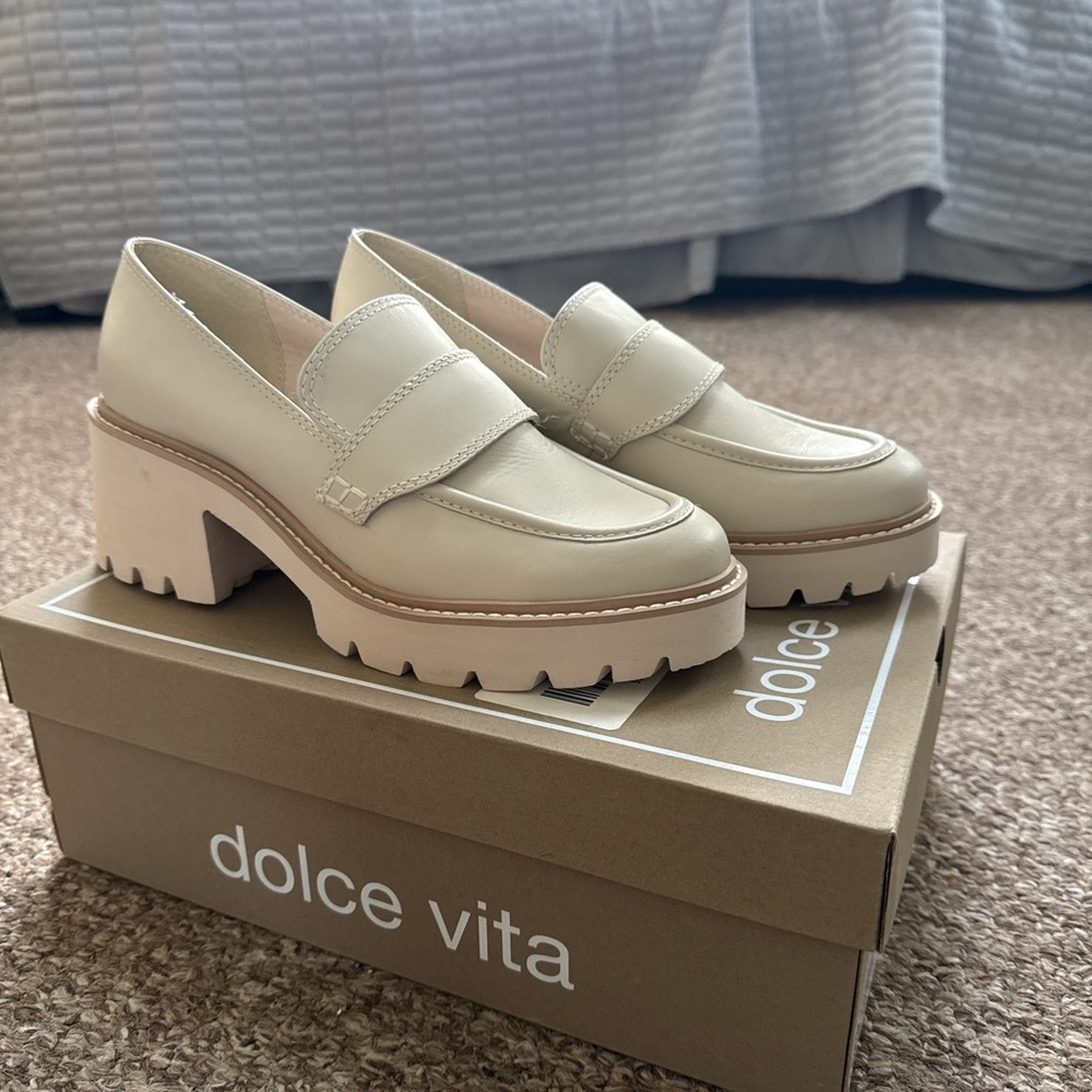 Dolce Vita Women's Halona Platform Loafers in Ivory Leather